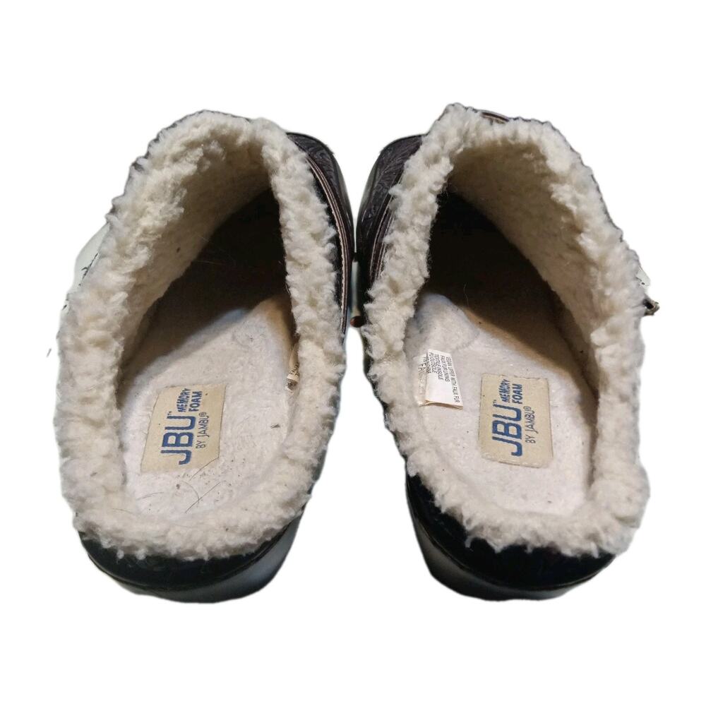 JBU by Jambu Womens Brown Sweden Vegan Faux Fur Lined Embossed Clogs Mules 9 M - Picture 3 of 7